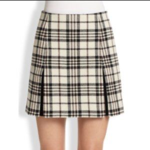CARVEN Tartan Plaid Wool Mini Skirt